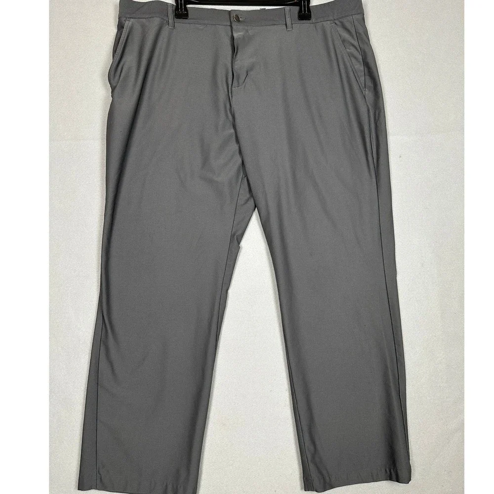 Adidas Golf Pants Mens 42X30 Grey Chino Performance Stretch Flat Front Straight